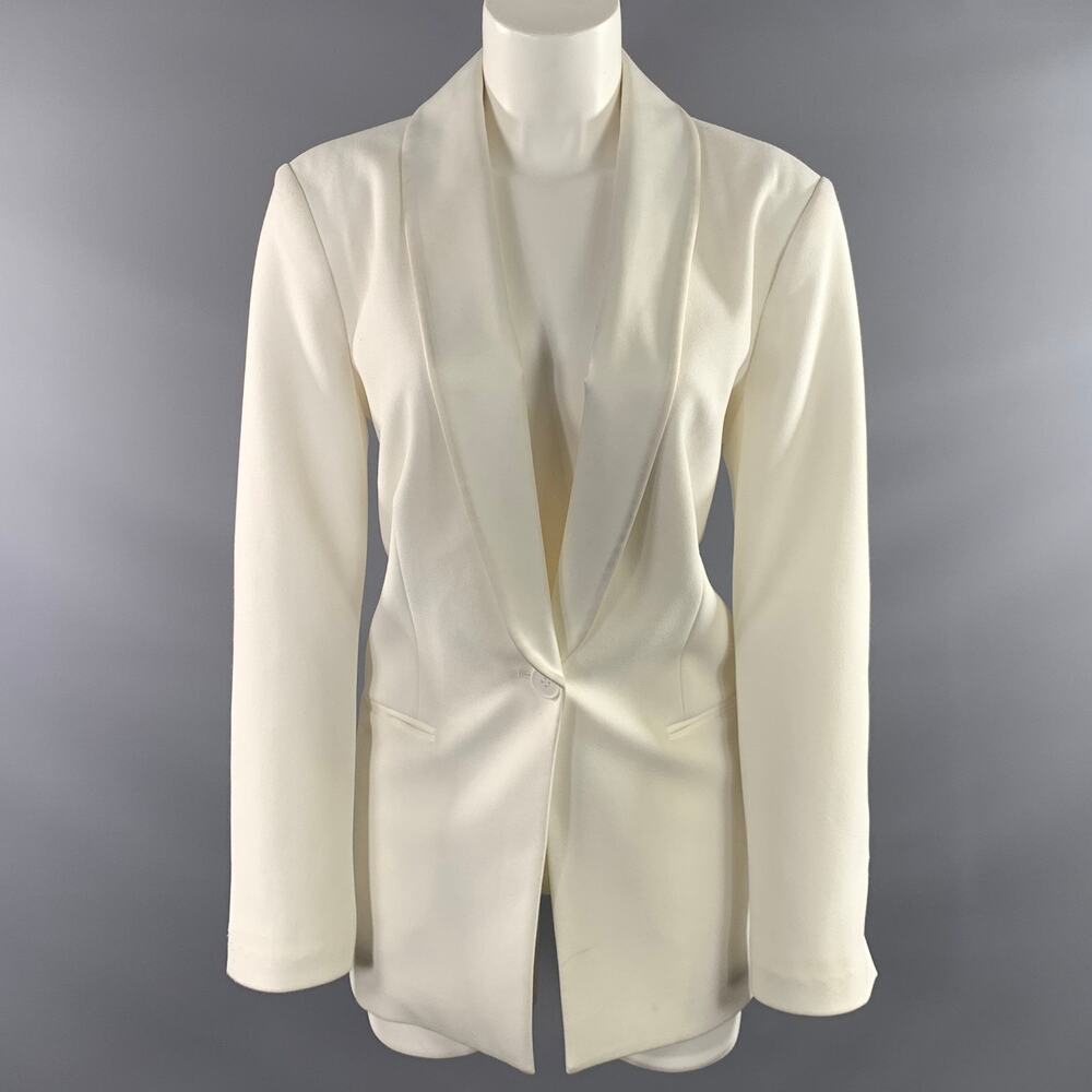 ZAC POSEN Size M Off White Wool Shawl Collar Jacket Indoor Blazer
